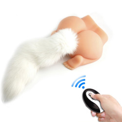 Kinky Puppy Plug Queue Vibrant FOX TAIL VIBE 6.5 x 3.2cm - Queue 40cm Blanche